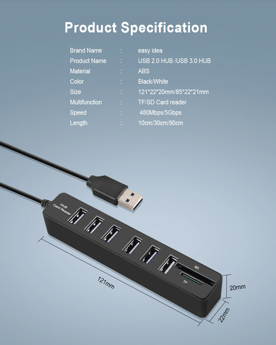 Usb-хаб 3,0 Мульти USB 3,0 док-станция USB 2,0 разветвитель 3/6 Порты вцв высокое Скорость Micro TF/SD кард-ридер Компьютерные аксессуары для ПК