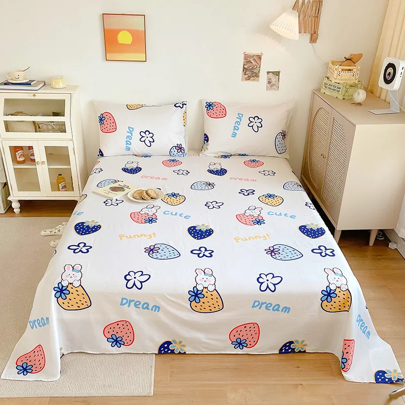 

100% Cotton Floral Style Bed Sheet Soft Queen King Size Bed Sheet Single Top Bed Sheet Cotton (No Pillowcase)