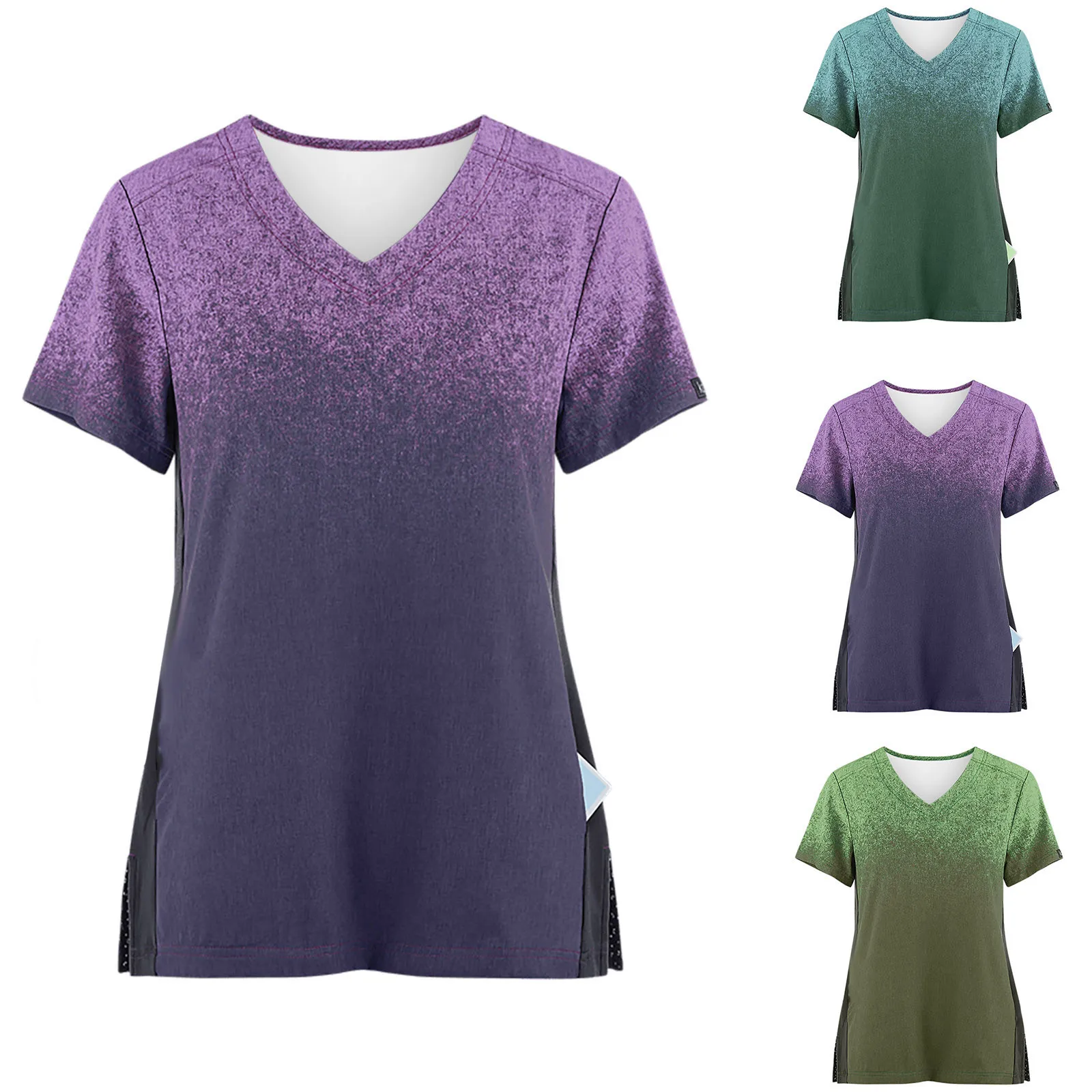 Униформа медсестры женские с V образным вырезом и короткими рукавами топы