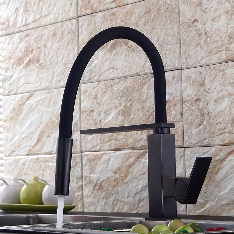 Kitchen Faucet Brass Single Handle Pull Down Tap Durable Spouts Swivel 360 Degree Black Sink Water Mixer N22-213 | Обустройство дома