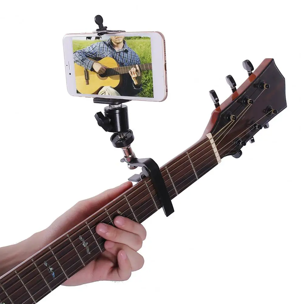 

Guitar Phone Holder Smooth Surface Holds Smartphone Adjustable 2 In 1 Guitar Neck Phone Holder for Electric Guitars