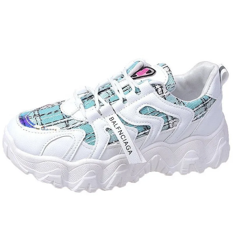 

New Fashion Women Platform Shoes Lace-up Breathable Vulcanized Shoes 2020 Hot Women Chunky Sneakers Women Sneakers Daddy Shoes