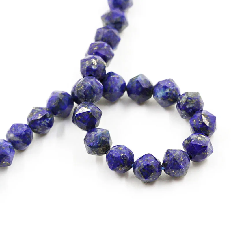 

6 8 10mm Natural Faceted Round Polygonal Lapis Lazuli Beads Stone High Quality Blue Lazurite Stone For Jewelry Making Bracelet