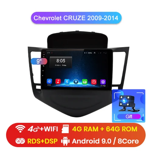 4G-WIFI 4-64GB Junsun V1 pro 4G+ 64G Android 9,0 DSP для Chevrolet CRUZE 2009-2011 2012- Автомобильный Радио Мультимедиа Видео плеер gps RDS 2 din dvd - Цвет: 4G-WIFI 4-64GB