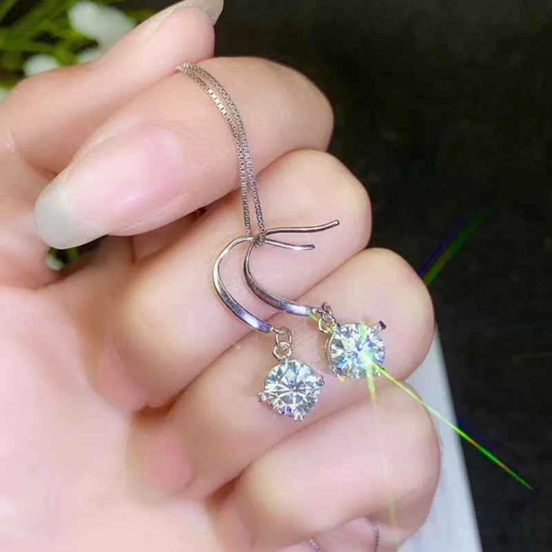 Серьги подвески из серебра 925 пробы с муассанитом|Серьги-подвески| |