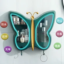 Trill web celebrity hot style creative cosmetics box wall punching dust free bathroom hanging wall shelf