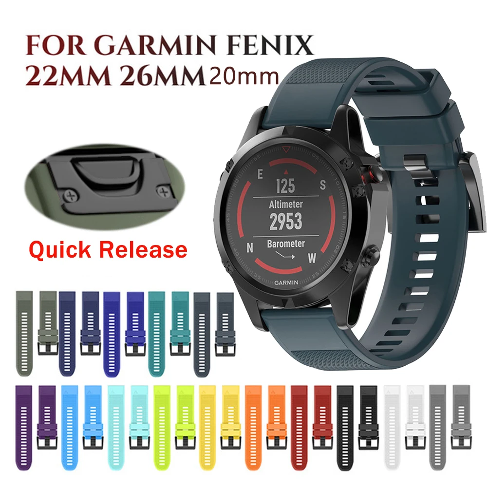 20 22 26 мм ремешок для часов Garmin Fenix 5X часы Quick Release силиконовые легко подходят наручный ремешок для Fenix 3 3 HR 5/5s Plus