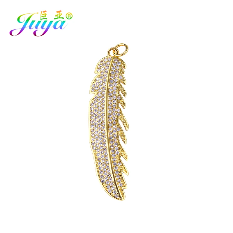 Ювелирная фурнитура Juya сделай сам микро ПАВЕ циркониевое перо Очаровательные