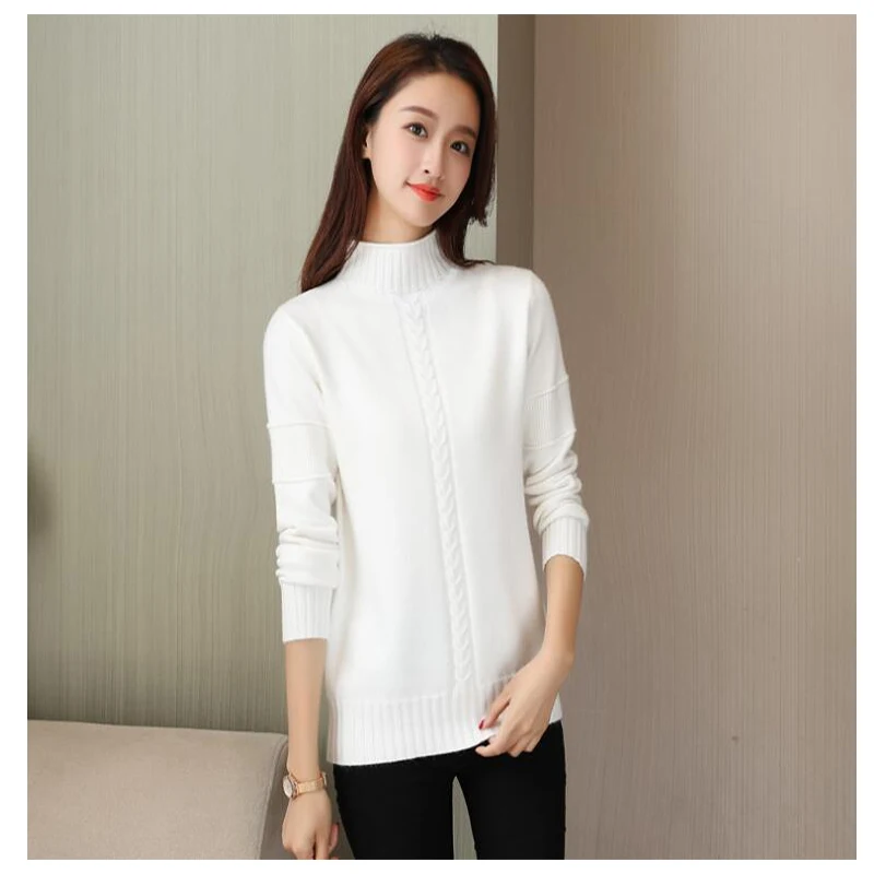 

Водолазка с длинным рукавом женский свитер тонкий полосатый вязаный высокий эластичный однотонный 2020 новый осенне-зимний модный свитер же...