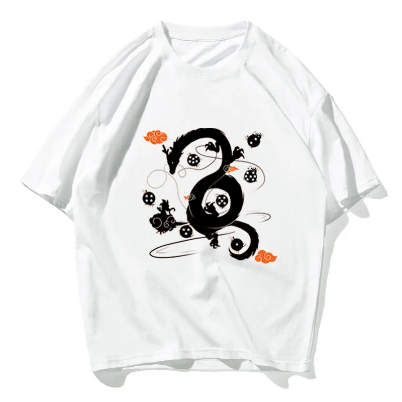 

Cartoon T-shirt Mens Clothing Anime Black Dragon T Shirts Harajuku Streetwear Oversized Graphic Tees Kawaii Customized Products