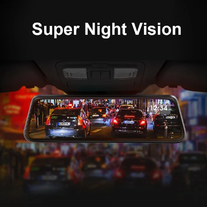 Зеркало видеорегистратор 10 дюймов GPS FHD Android 8 1 4G Wi Fi|Видеозеркало для авто| |