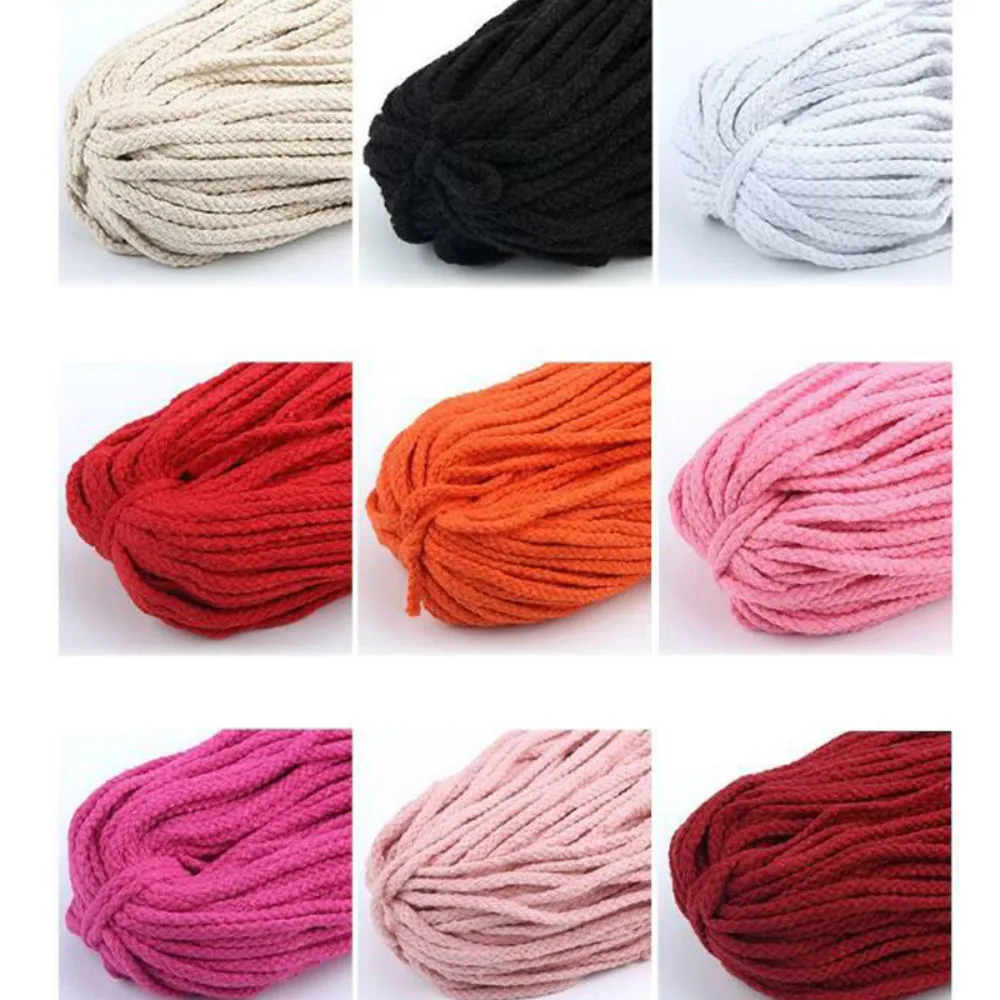 1Pcs Colorful Cotton Cord Natural Beige Twisted Cord Rope Craft Macrame String Diy Home Decorative Braided Material 5mm*100yard