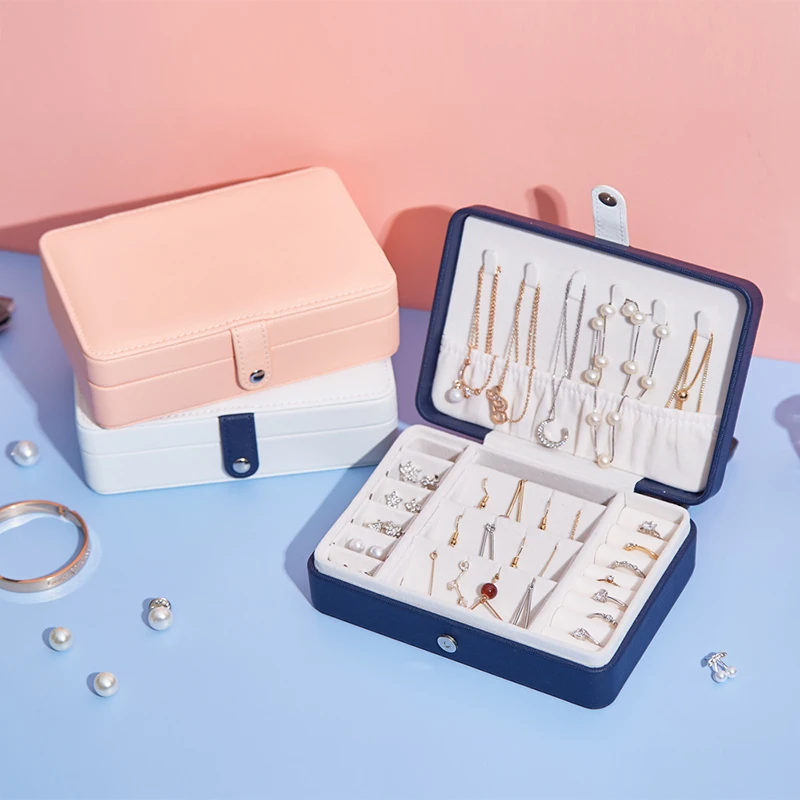 

New 2021 Fashion Earrings Storage Box Portable Jewelry Holder High Quality PU Earrings Jewelry Bag