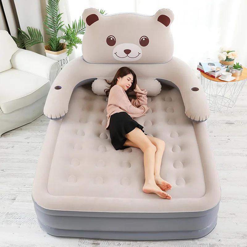 

2 Person Couple Inflatable Air Bed Cartoon Back Mattress Home Bedroom Air Mattress Beach Mat lazy sofa Inflatable Bed