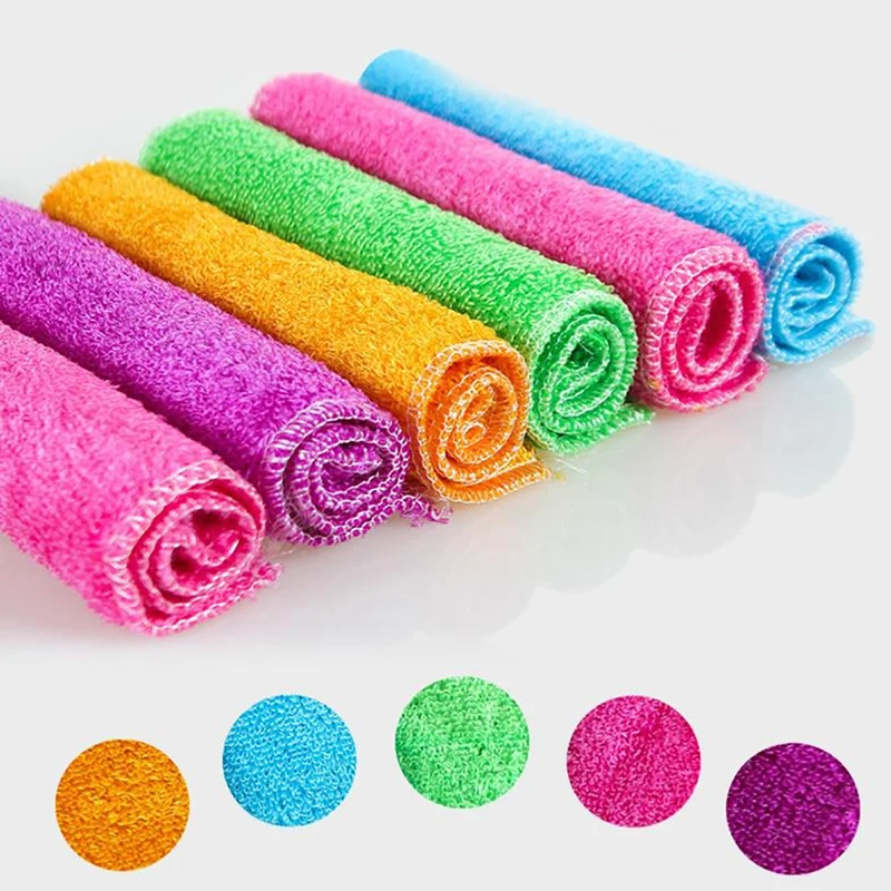 

5 шт., впитывающая салфетка для мытья посуды, из бамбукового волокна