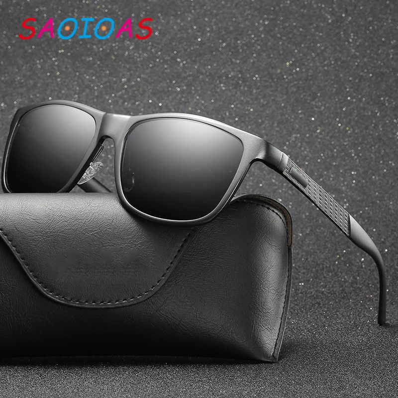 Популярные черные солнцезащитные очки SAOIOAS в квадратной оправе из алюминиево