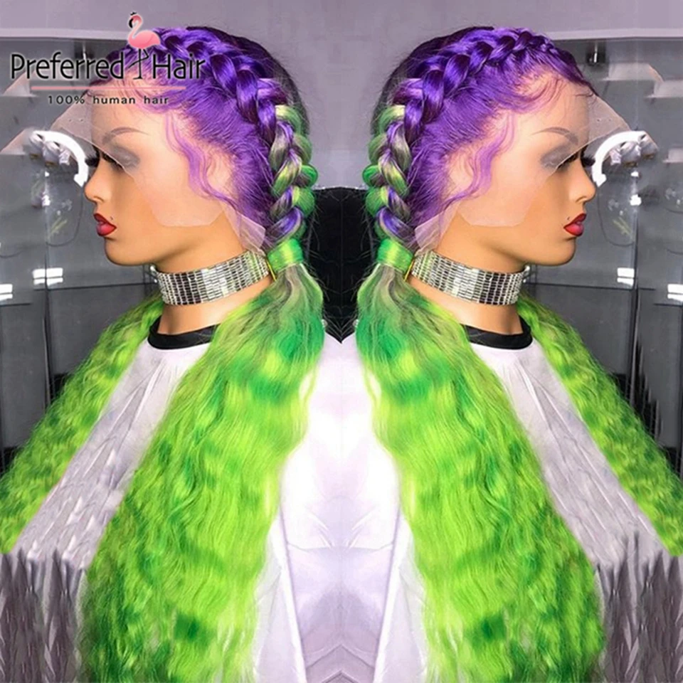 Предпочтительный парик с глубокой волной на сетке спереди бразильские