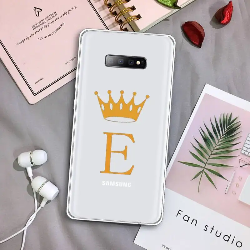 

Initial Letter A Z Crown fashion Phone Case Transparent For Samsung Galaxy S A 5 7 8 9 2015 20 edge plus 10 e lite 2019