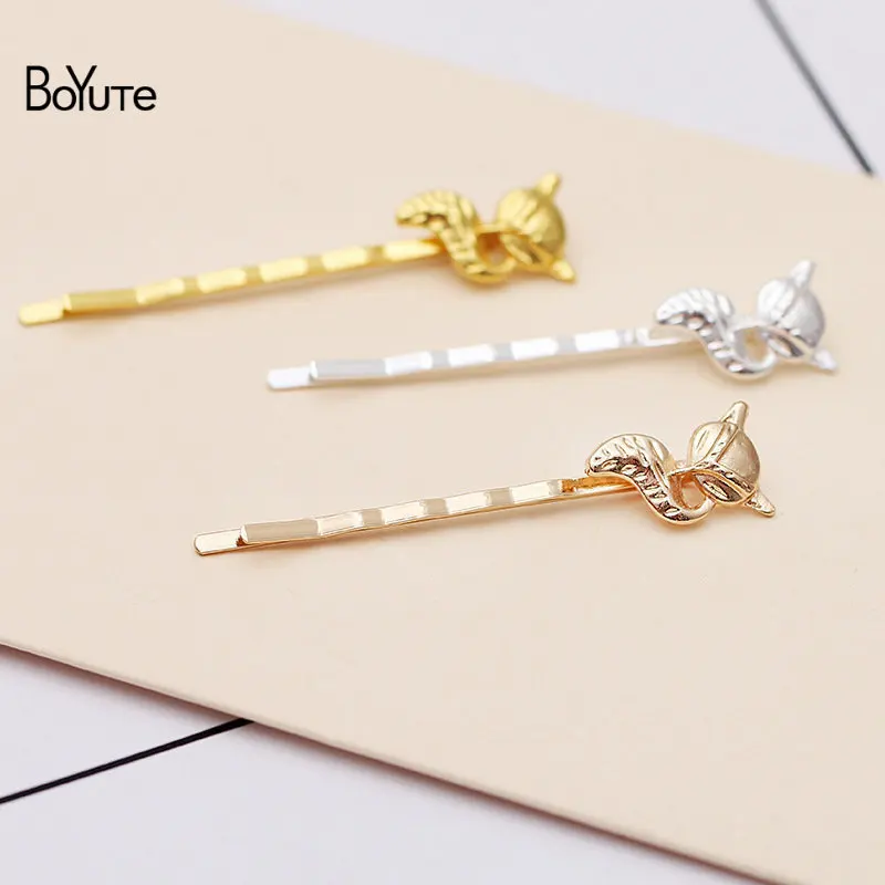 Fox 13x20MM BoYuTe(10 шт./лот) металлический сплав Лось Морская звезда ветка заколки для волос в форме листа Модные женские ювелирные аксессуары - Цвет: Fox 13x20MM