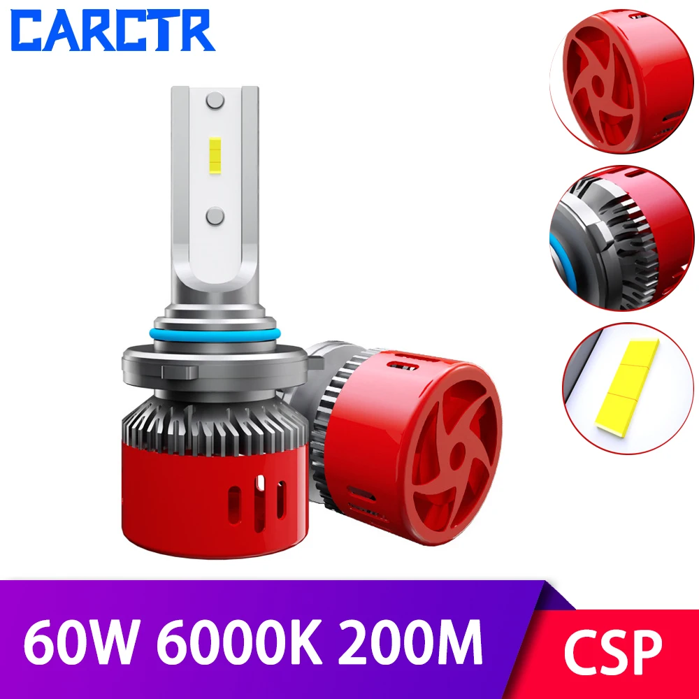 CSP 6000K 60 Вт светодиодный лампы фар для автомобиля H1 H7 ная лампа H11/H8/H9 9005/H10 9006 9003 H4
