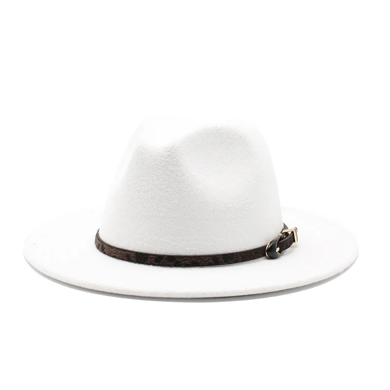 

New Men Wool Fedora Hat Wide Brim Women Faux Woolen Ladies Fedora Jazz Hat Belt Caps Bowler Felt Hats Autumn Winter hats 56-60cm