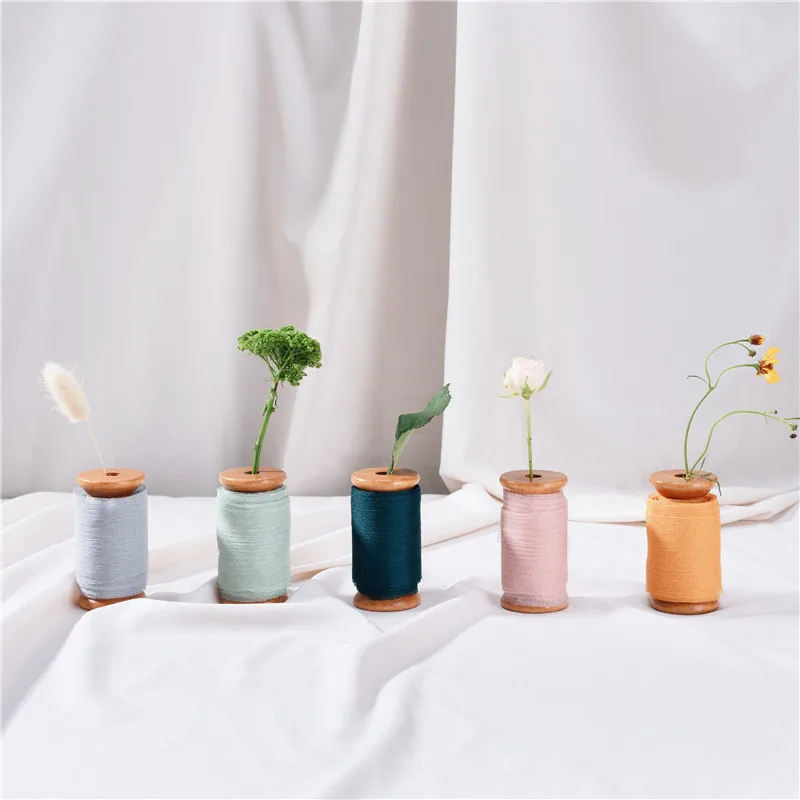 5 см x 4 м шелковая изношенный шифон деревянная катушка ручная работа лента с