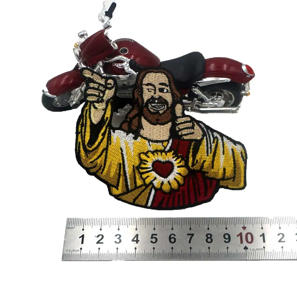 CUTE FUNNY LARGE Jesus Christ Embroidered Patch Iron ON BACKING For Clothing VEST