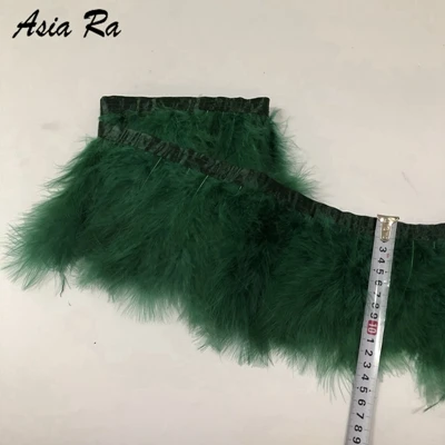 dark green 2 ярда Белый индюк перо полосы для свадьбы Марабу перо планки бахромы 13-20 см Ширина - Цвет: dark green