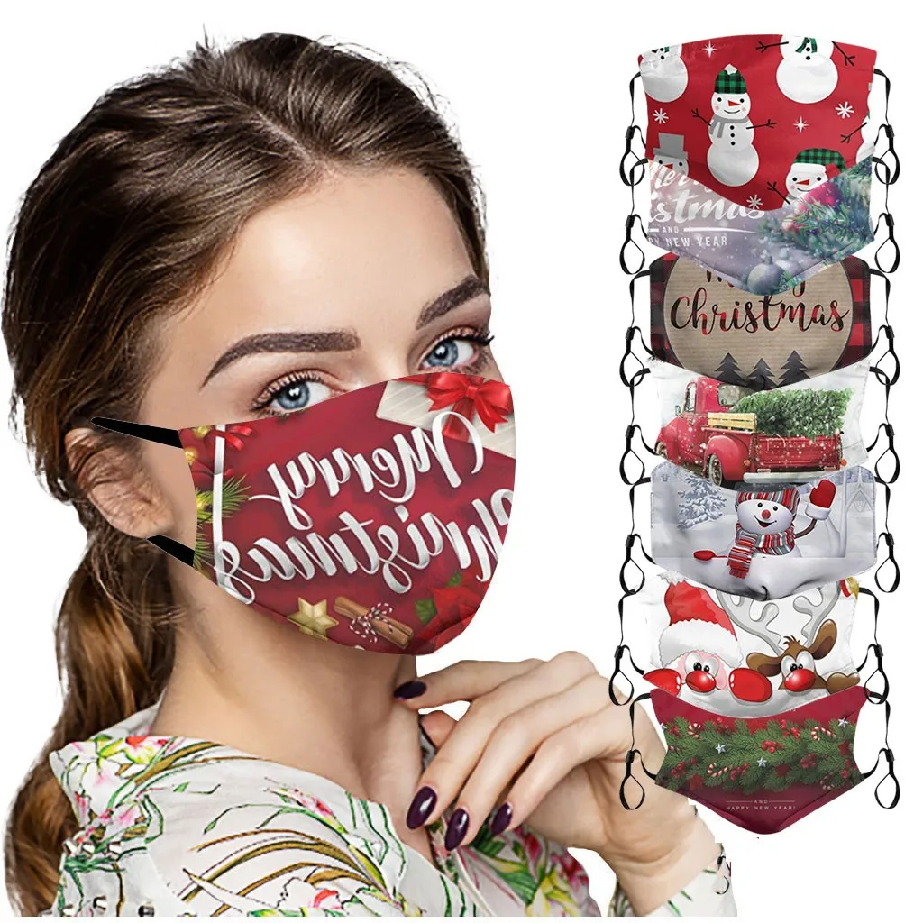 Рождественский Печатный 1 шт. маска для взрослых Многоразовые Дышащие