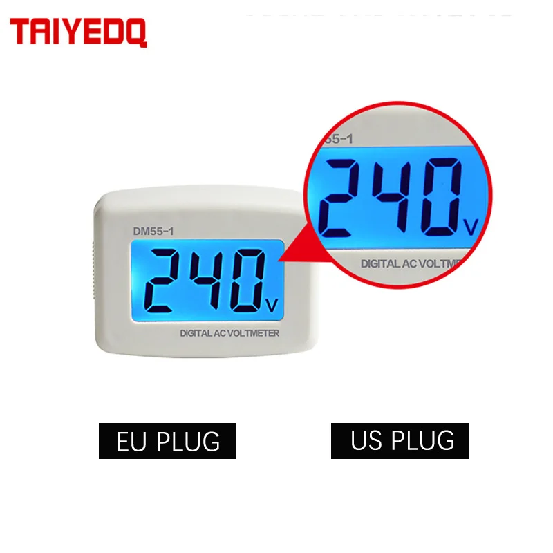 1PCS Digital AC Voltmeter AC80V 300V Electric Voltage Pen Tester LCD Display DM55 1 US/EU Plug type Volt Meter|Измерители