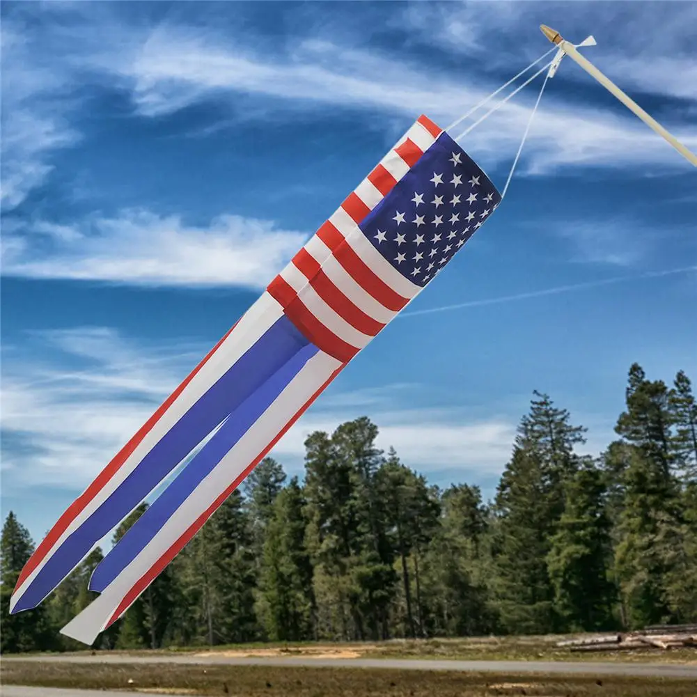 

American Flag Windsock Embroidered Stars Stripes Windsock Color Printing USA Patriotic Rainbow Weather Vane Garden Decoration