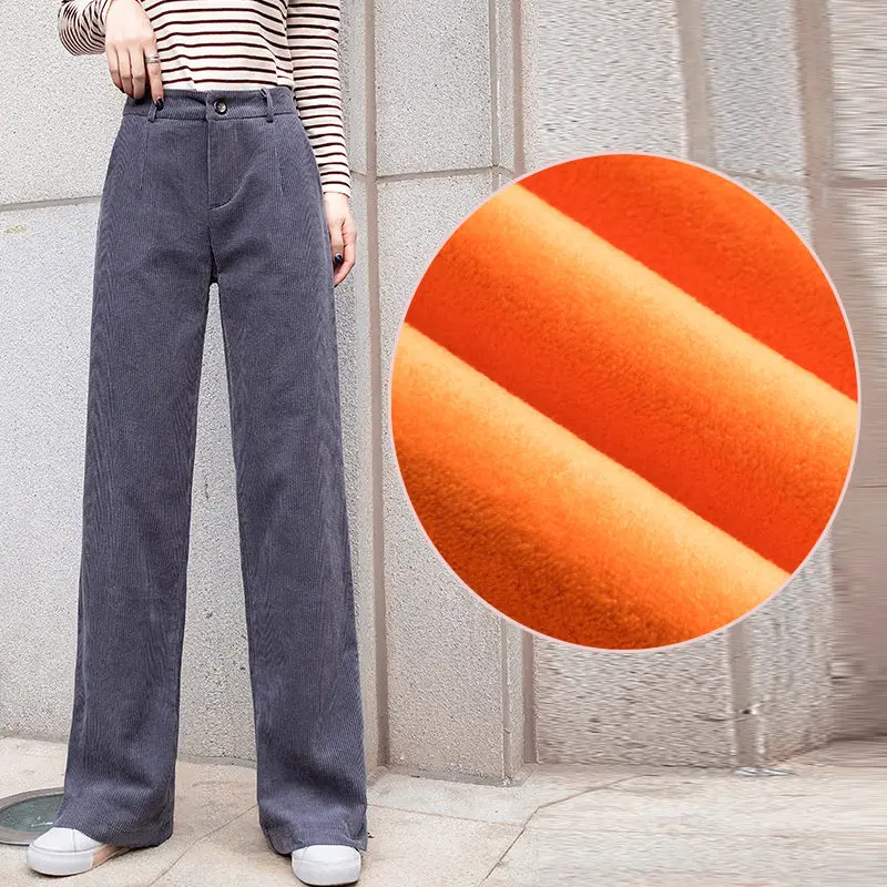 Бархатные осенние зимние штаны вельветовые широкие брюки женские повседневные с