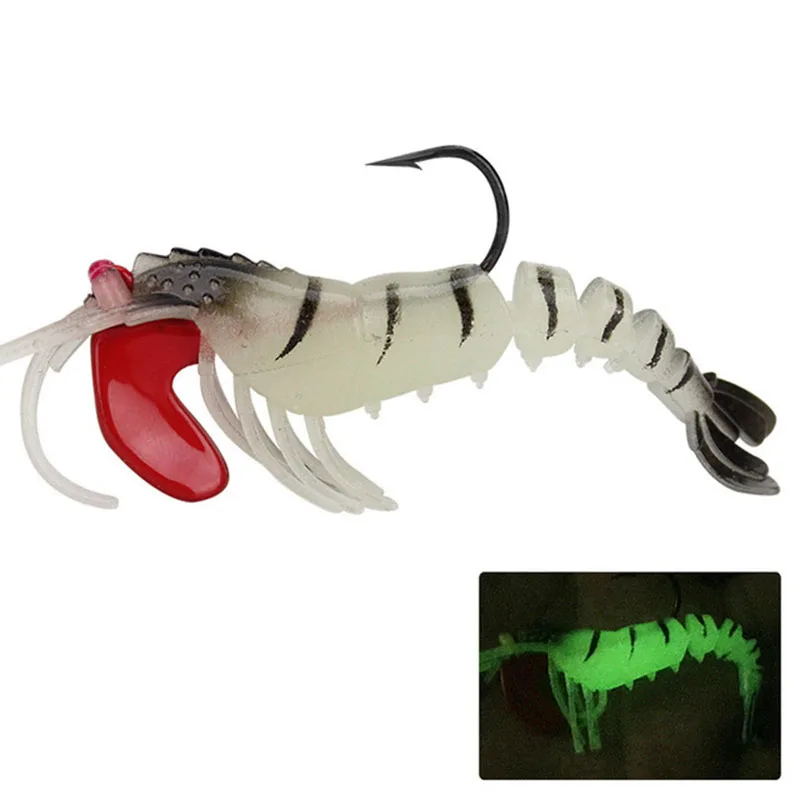 

1PCS Fishing Soft Lure 9CM 13G Luminous Squid Shrimp Jig Fishing Lures Soft Shrimp For Sea Fishing Wobbler Bait