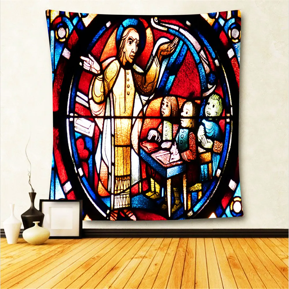 Цветной индийский гобелен с мандалой Настенный декор Христом Иисусом религия