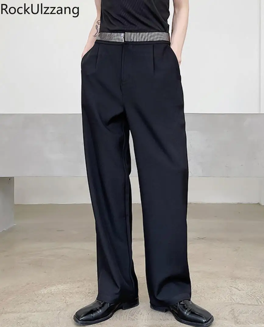 Брюки мужские прямые с контрастными блестками свободные штаны для офиса работы