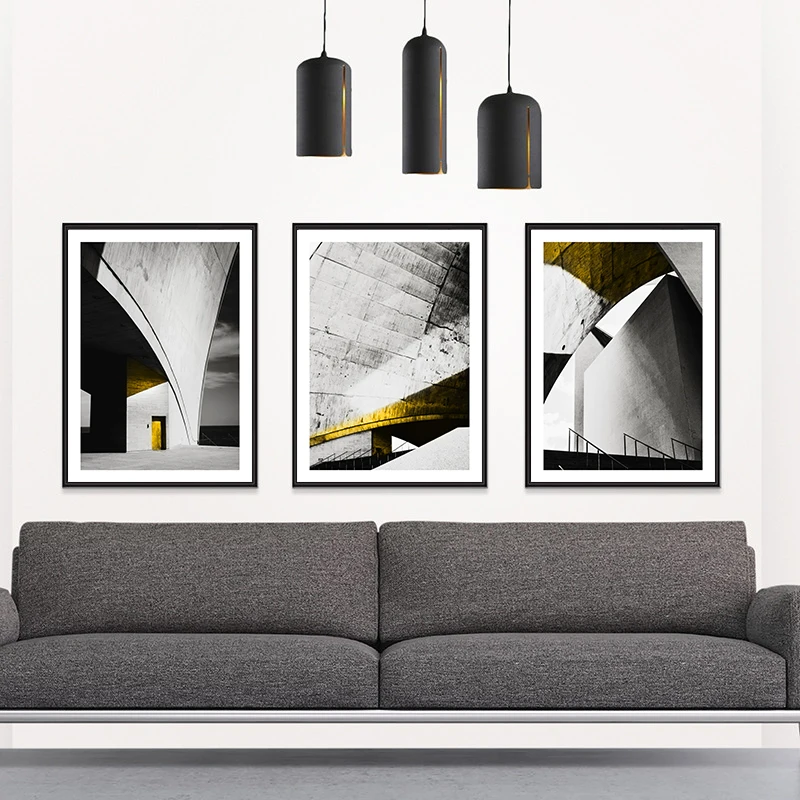 Постер в скандинавском стиле с желтым пейзажем Современная Абстрактная Картина