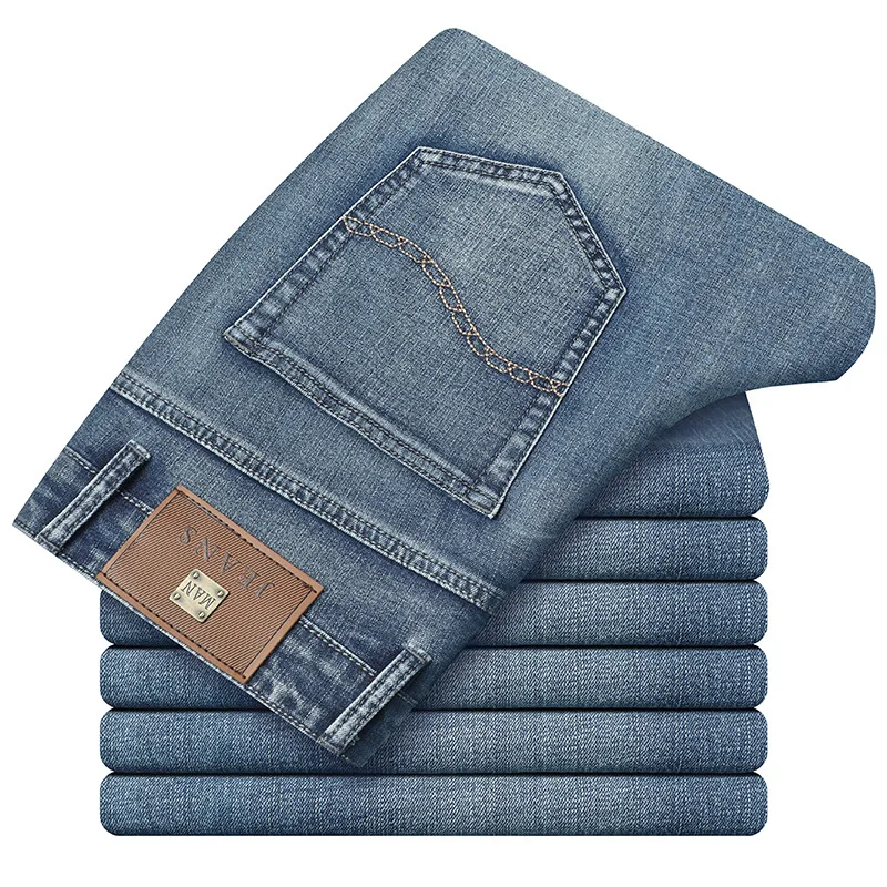 

Luren Mens Business Fashion Stretch Denim Classic Style Men's Regular Fit Stragith Jeans Jean Trousers Male Pants Blue And Black