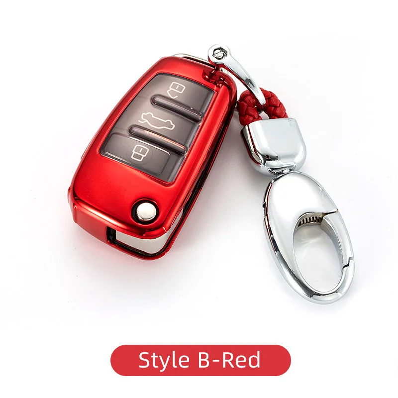 Style B-Red Автомобильный чехол для ключей, брелок для ауди Audi A1 S1 A3 8V 8P S3 Q3 Q7 TT, аксессуары для интерьера - Название цвета: Style B-Red