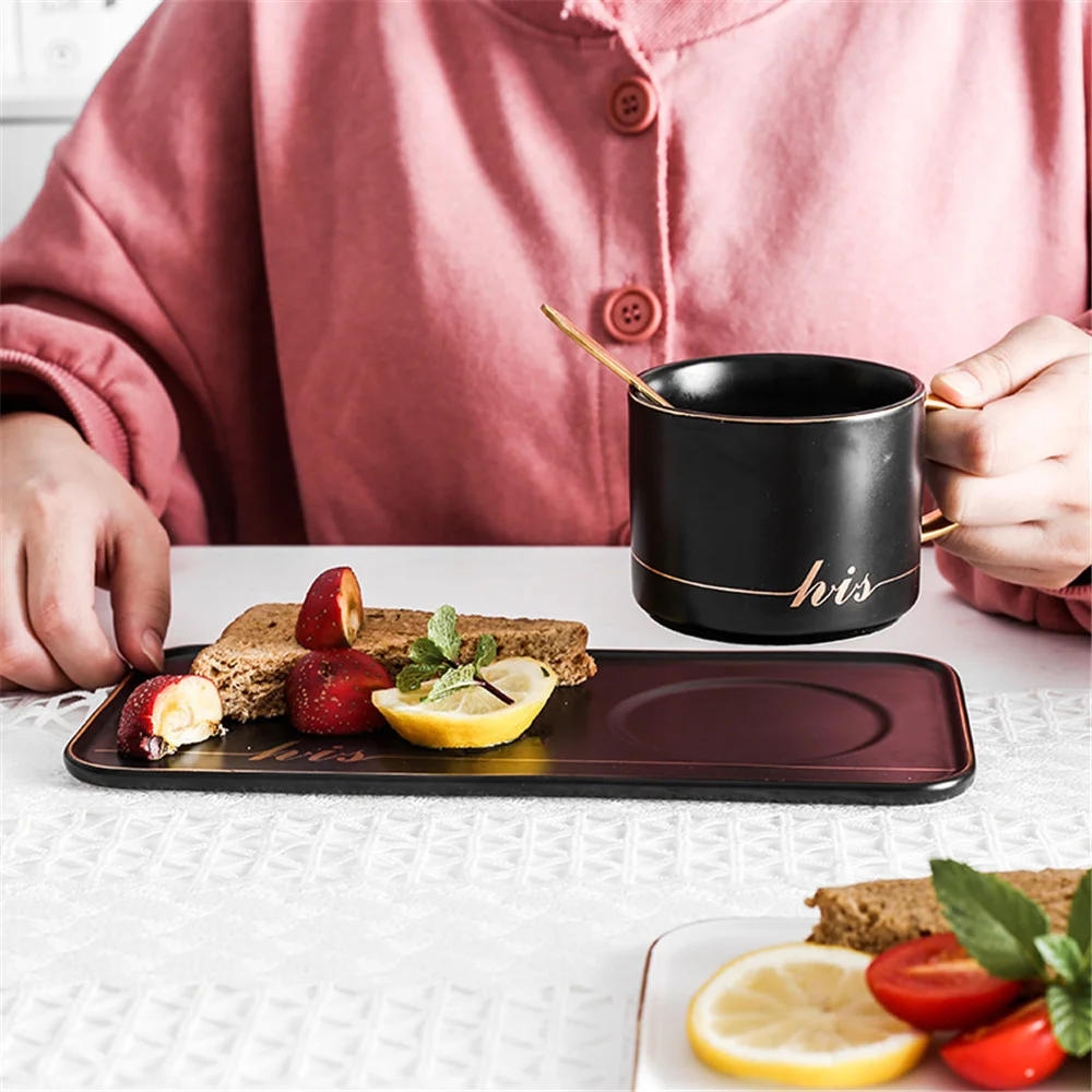 Высококачественная кофейная кружка с лотком набор посуды ручка черная/белая