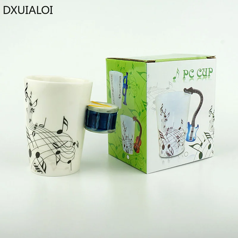 

DXUIALOI purely handmade small drum music note ceramic mug mug office water cup holiday gift creative ceramic coffee cup