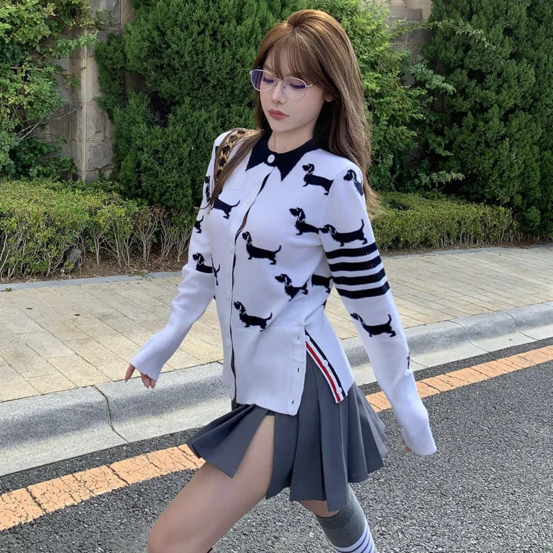 

2021 Luxury Print Cardigan Women Sweater Vintage Preppy Long Sleeve Loose Knitted Sweaters Casual Women Winter Cardigans Свитер