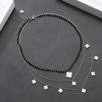 vintage silver color crystal lucky four leaf clover statement necklaces women fashion jewelry party birthday beach ocean gift