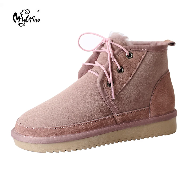 Модные женские зимние ботинки на 100% натуральном меху Теплые ботильоны из