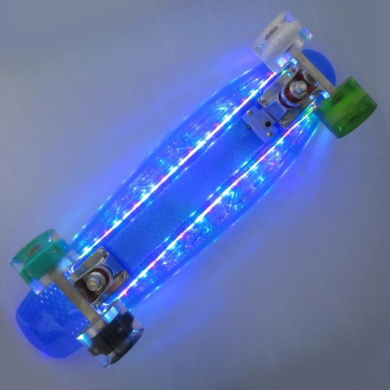 

22 Inch Banana Skateboard with LED Light Single Rocker the Deck and Wheels All Flashing Mini Skateboard
