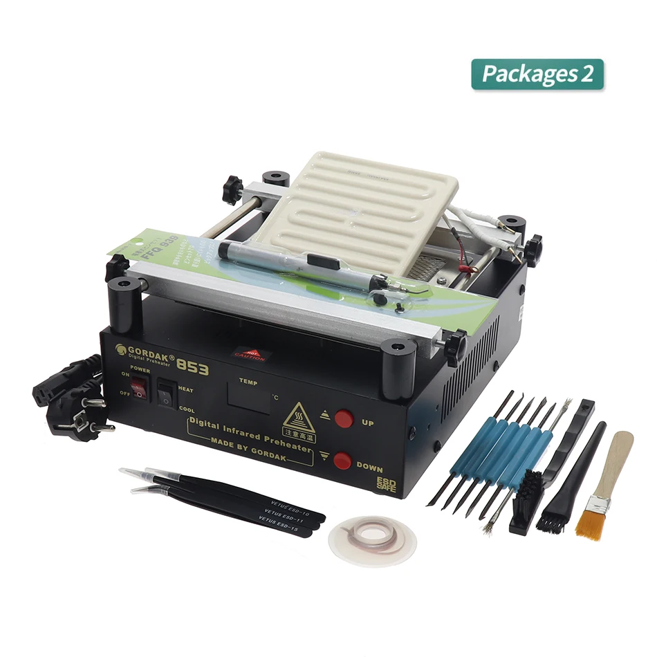 GORDAK-853-B Новое обновление GORDAK 853 Высокая мощность инфракрасная станция предварительного нагрева PCB распайки BGA ESD паяльная станция - Цвет: GORDAK-853-B