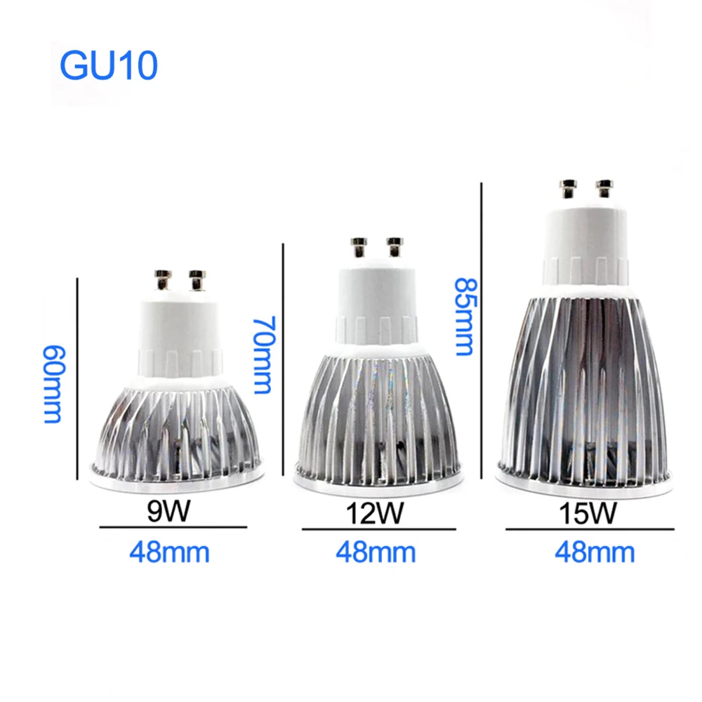 Dimmable GU10 LED Bulb COB Spotlight Indoor Light AC85-265V Aluminum 9W/12W/15W Lamp White/Warm White | Лампы и освещение