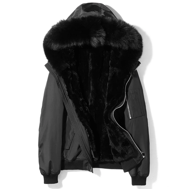 

Пальто из натурального меха, подкладка из натурального кроличьего меха куртка-парка зимняя куртка Для мужчин лисий меховой воротник теплые куртки размера плюс парки D-07-6700 MY1794