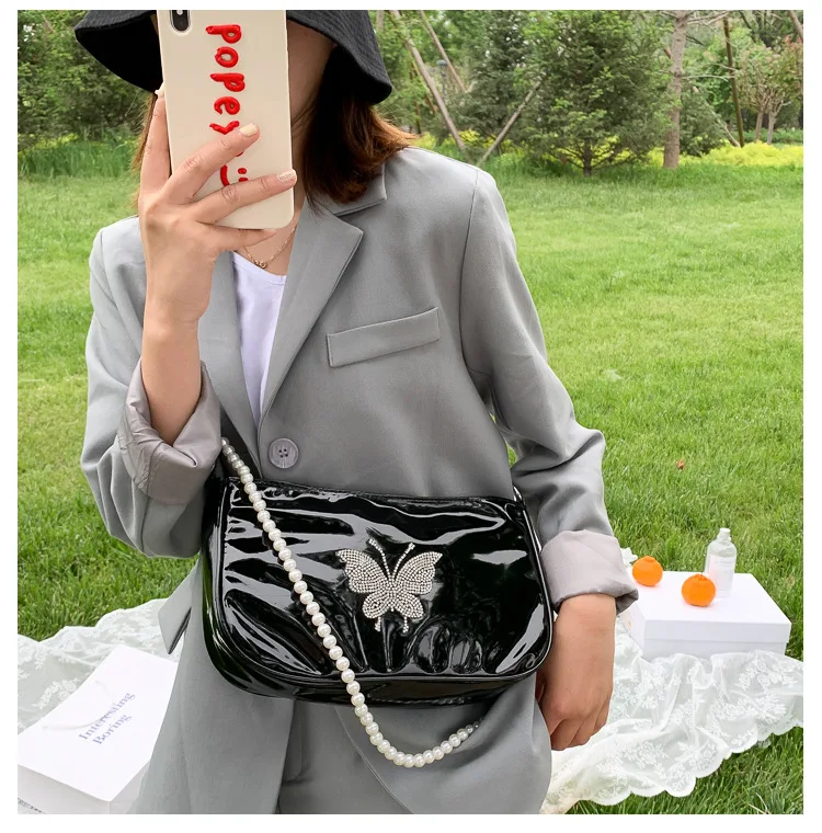 

Original Retro Itabag Japanese Butterfly Rhinestone Pearl Chain Vintage Shoulder Bag Messenger Portable Itabag
