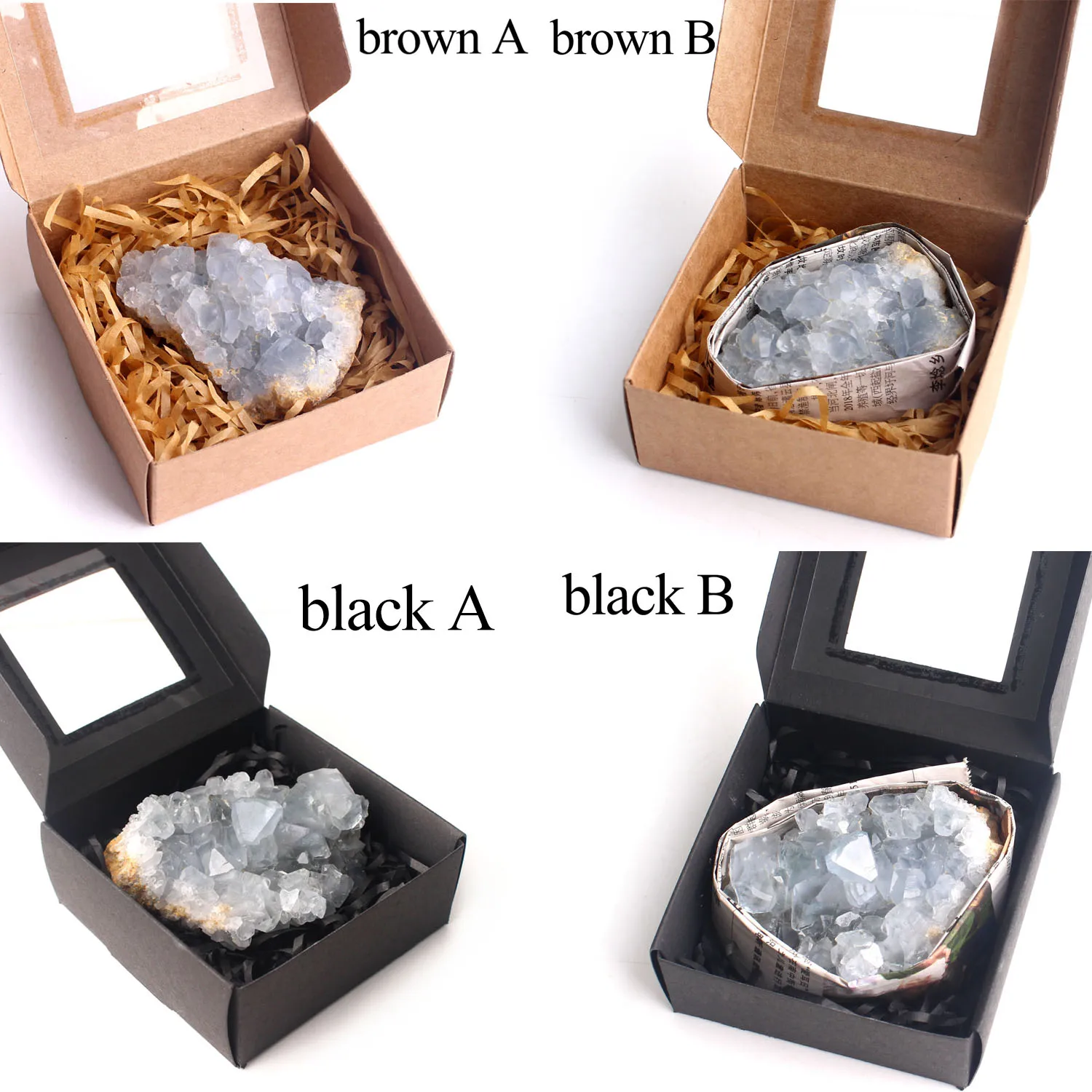 1 шт. мадагаскарский натуральный грубый келеститовый кластер с коробкой кристалл