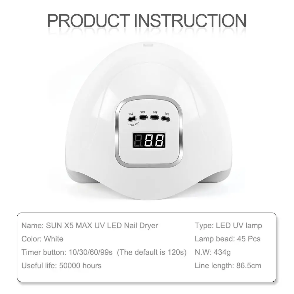 90 Вт 45LED Высокая мощность LED УФ лампа Сушилка для ногтей Все гель лак отверждения
